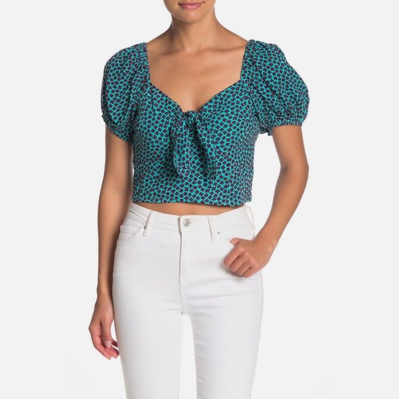 Band of Gypsies Tops - NWT Band of Gypsies Santo Domingo Floral Crop Top, Size M, Teal & Purple